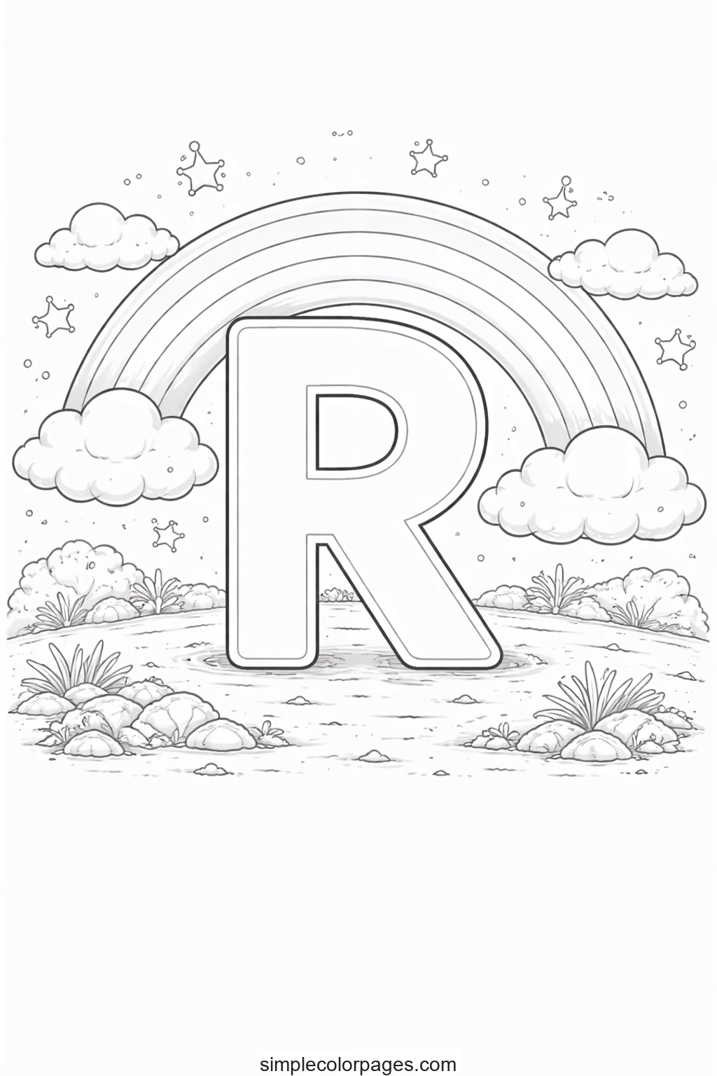 Color All Letter R Letter R with Rainbow Coloring Page | Alphabet Coloring Pages