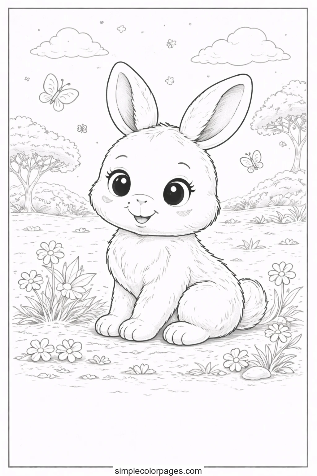 Baby Rabbit Coloring Page | Animal Coloring Pages