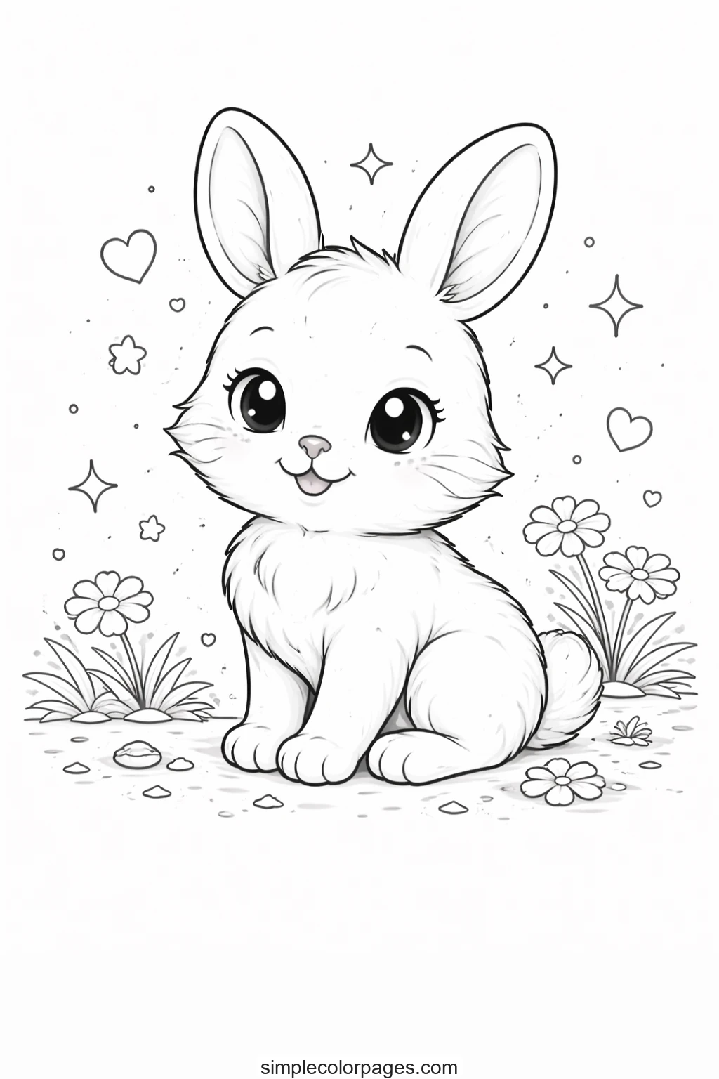 Cute Rabbit Coloring Page | Animal Coloring Pages
