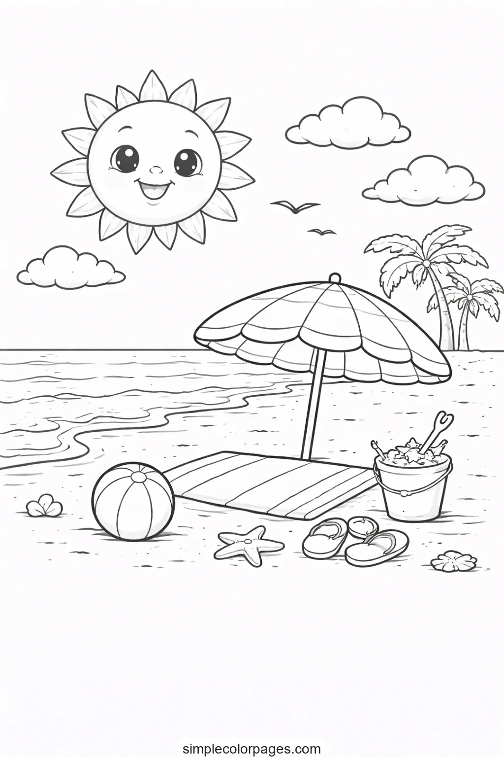 Beach Summer Coloring Page