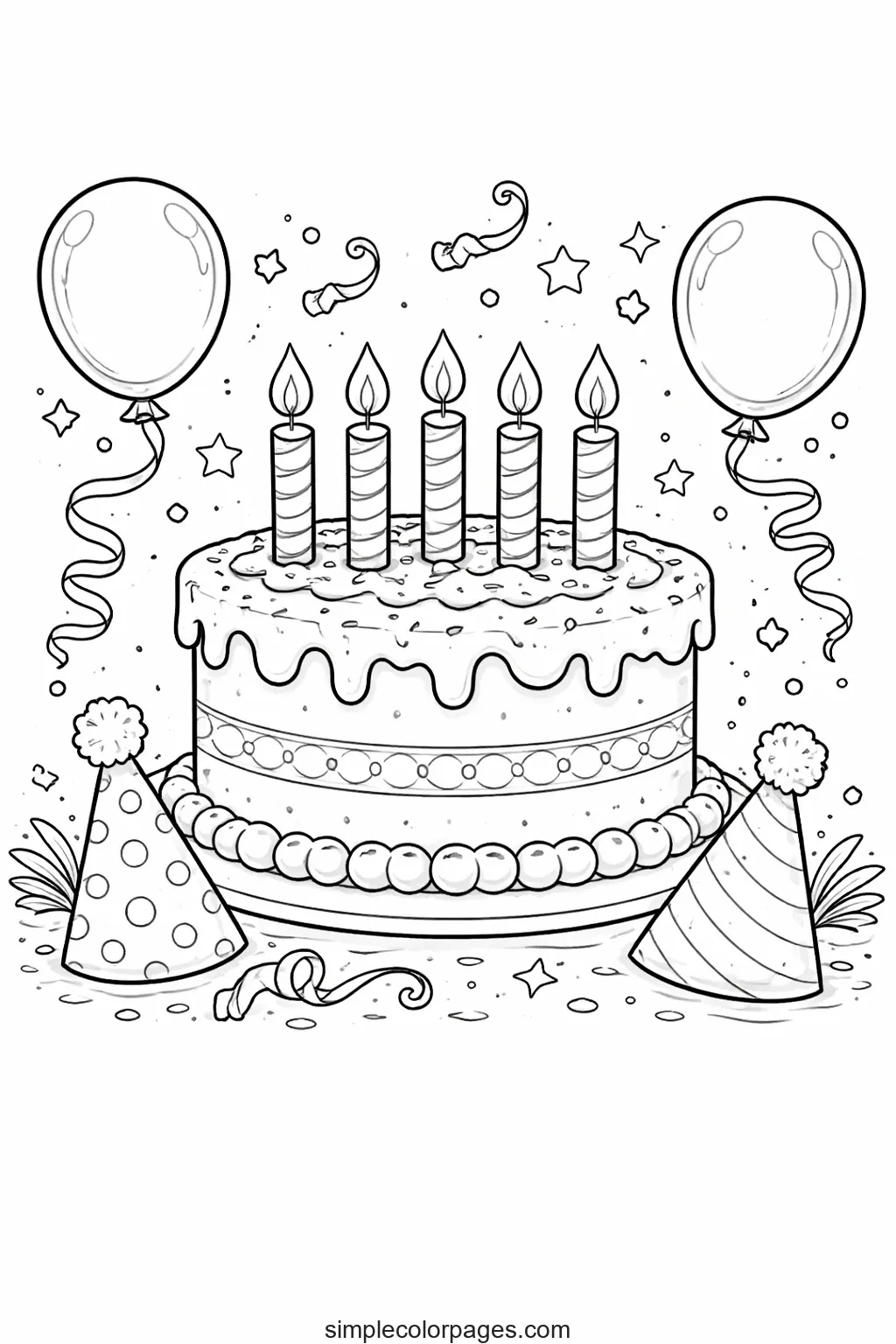 Birthday Cake Coloring Page