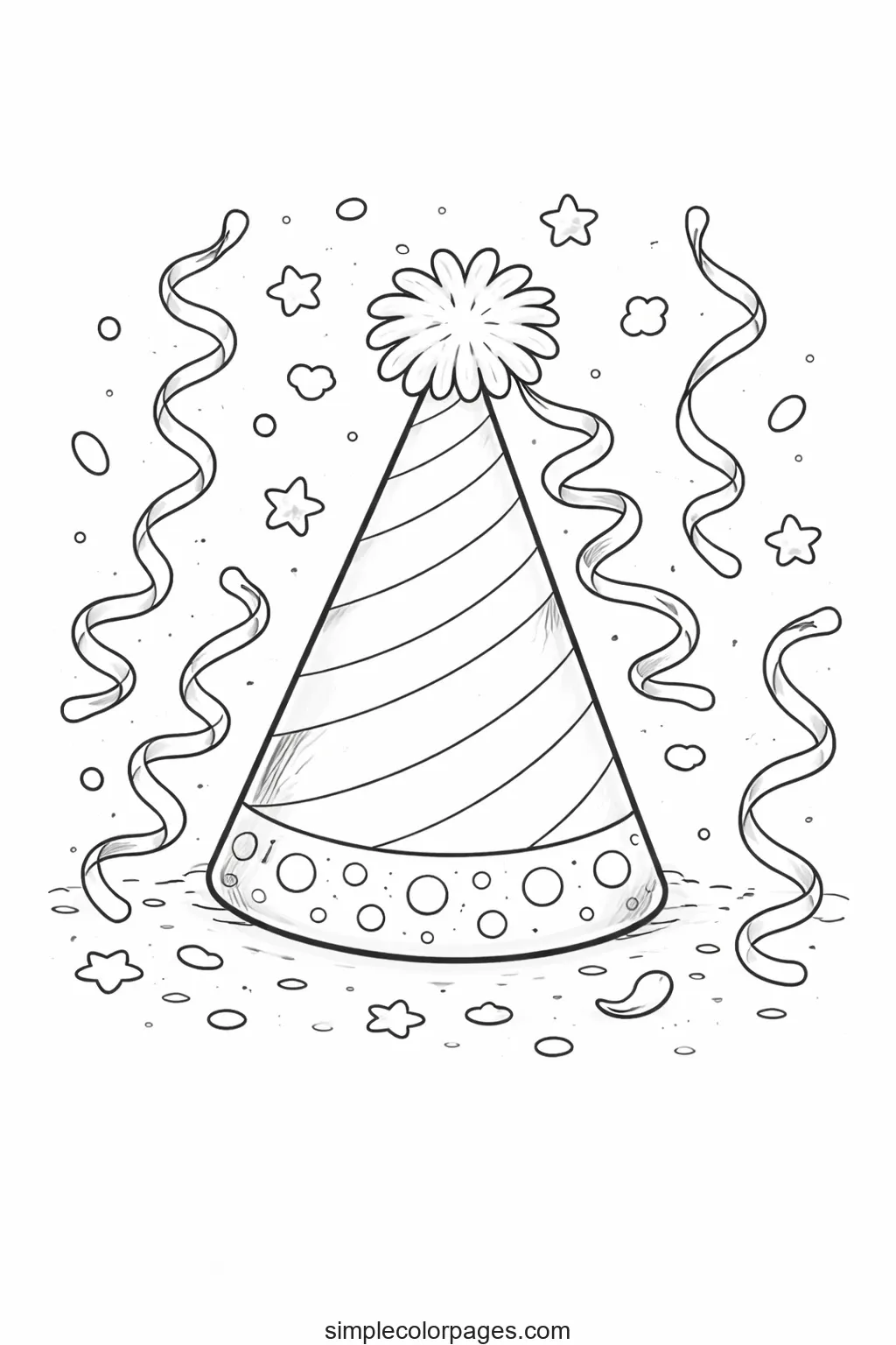 Birthday Party Hat Coloring Page