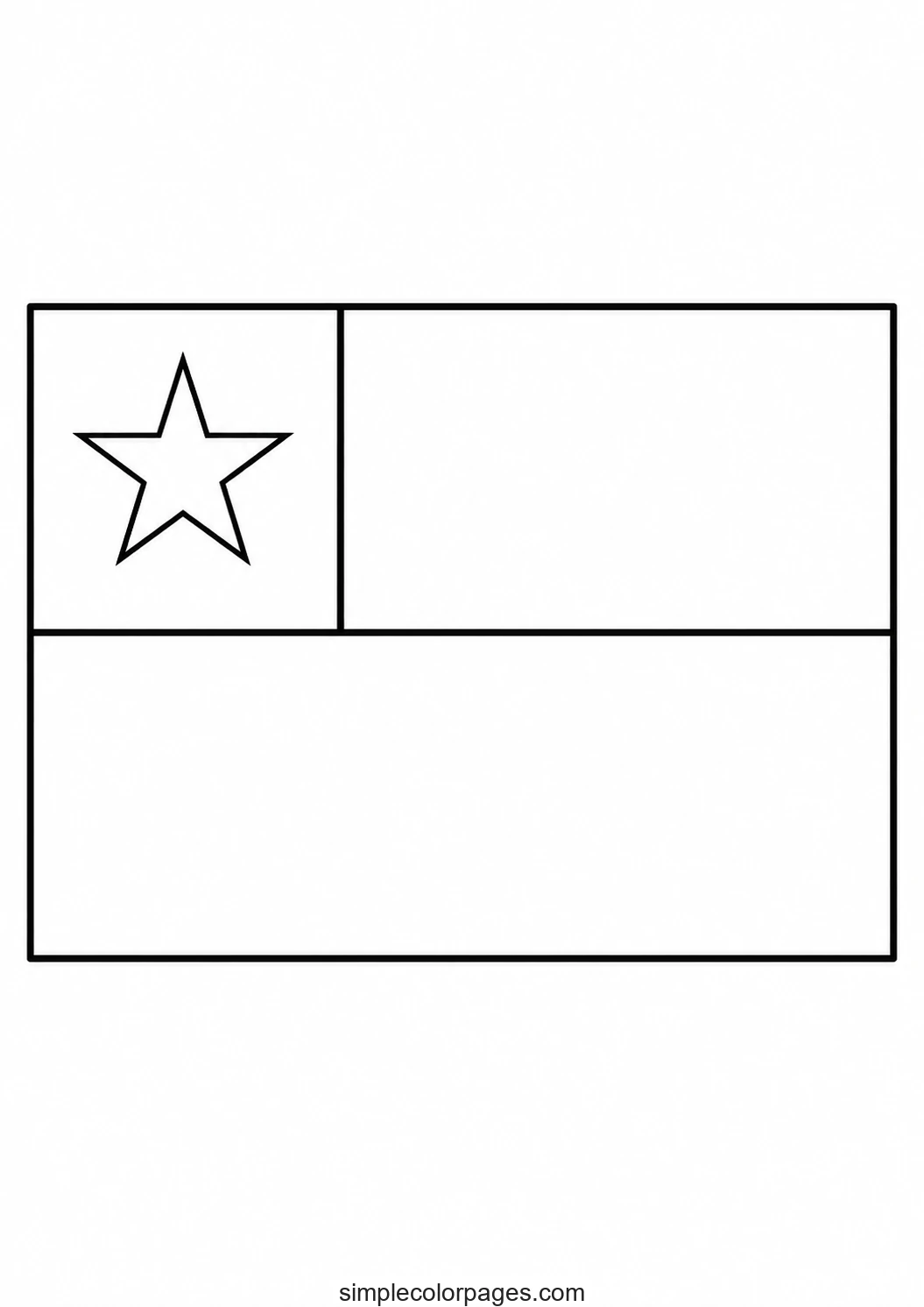 Upper half split into a square at the hoist with a lone five-pointed star inside, and a plain field beside it, with a solid lower half below