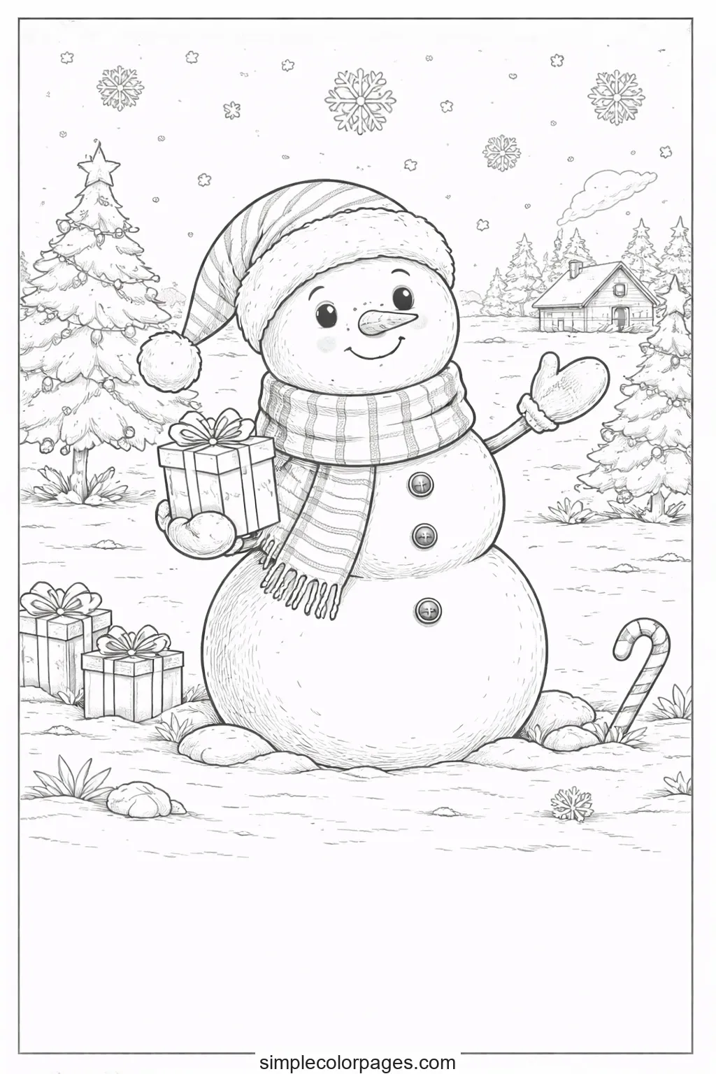 Christmas Snowman Coloring Page