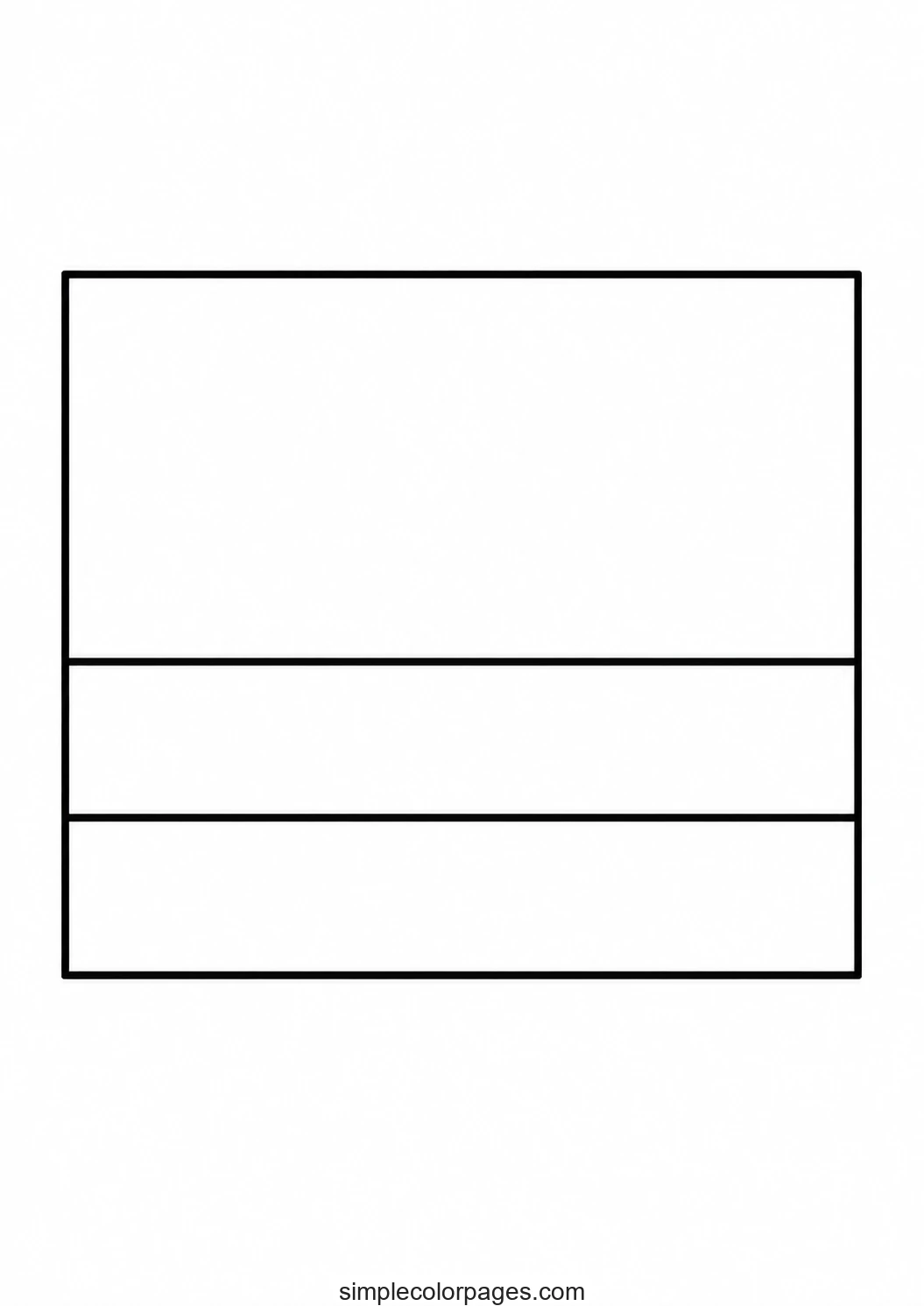Top band twice the height of the two below it, three plain horizontal stripes with no emblem