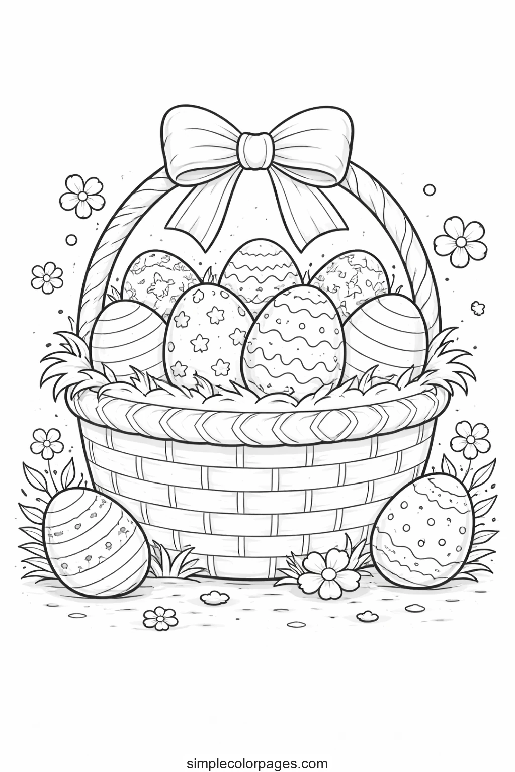Easter basket outline drawing