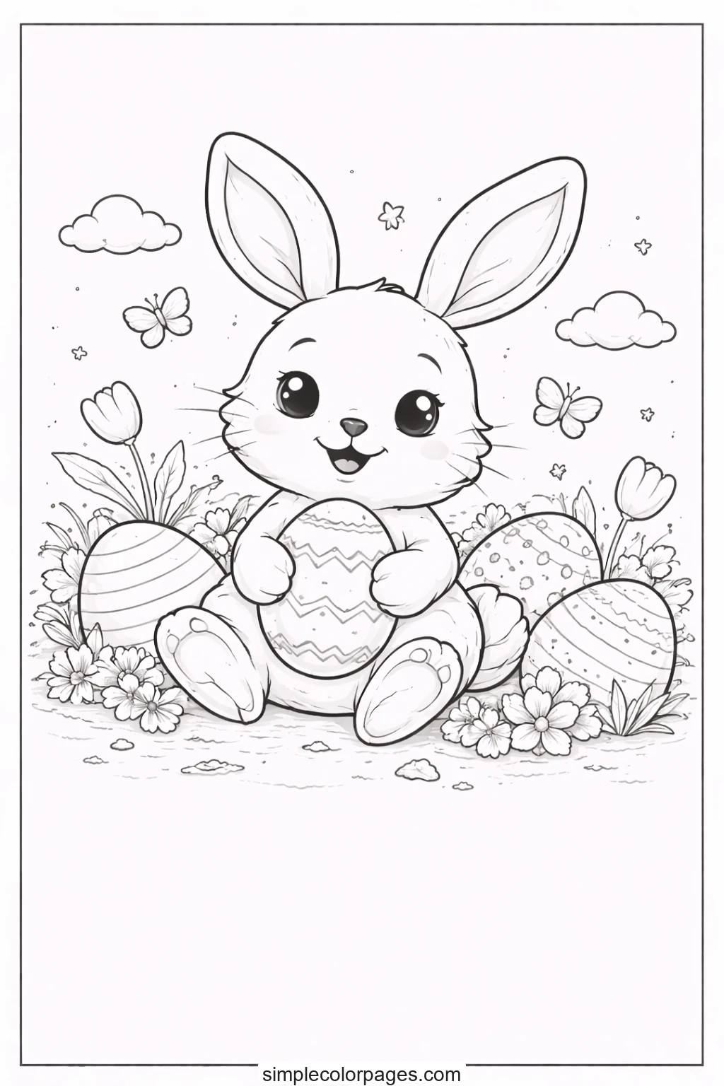 Easter bunny outline drawing