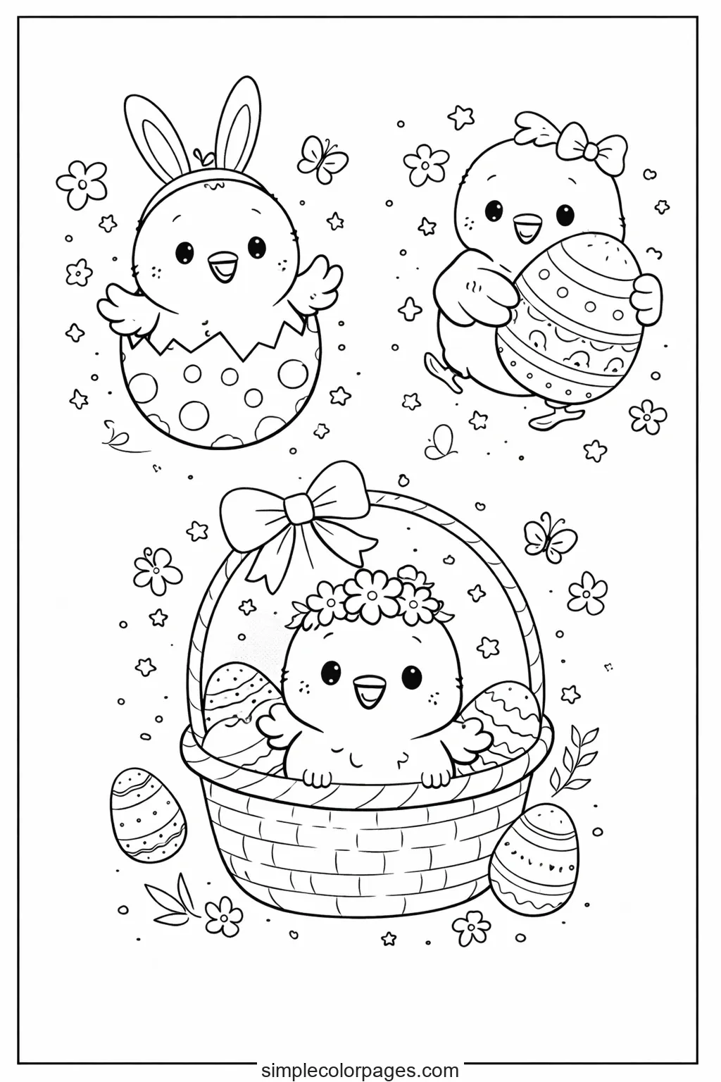 Easter Chicks Coloring Page