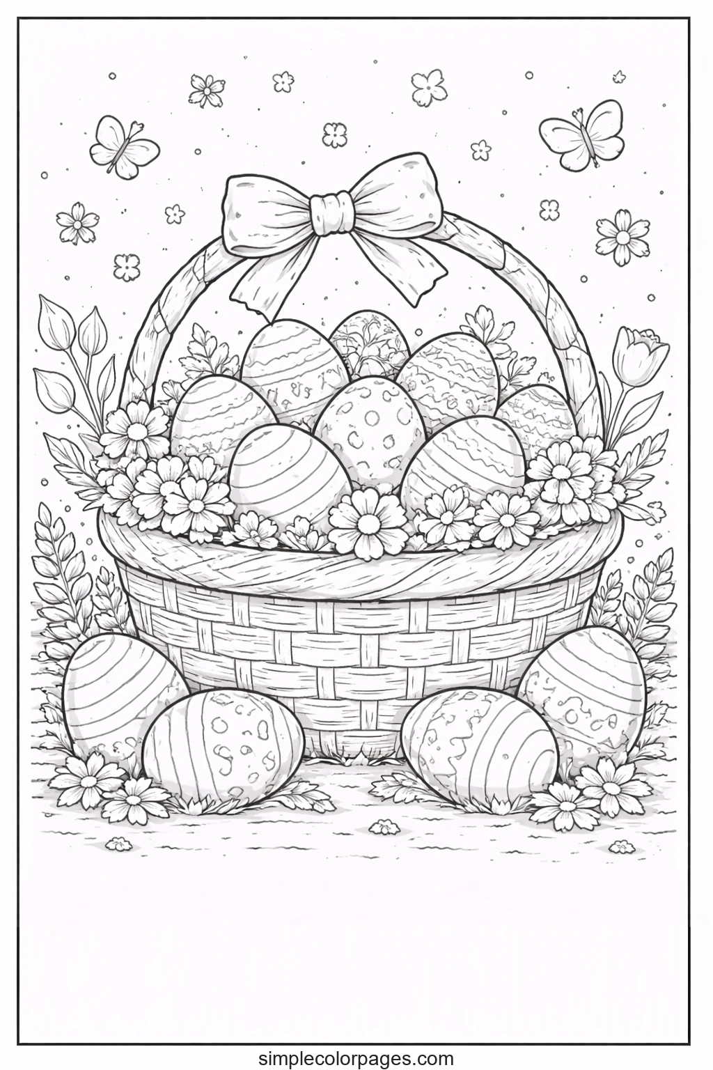 Easter egg basket outline drawing