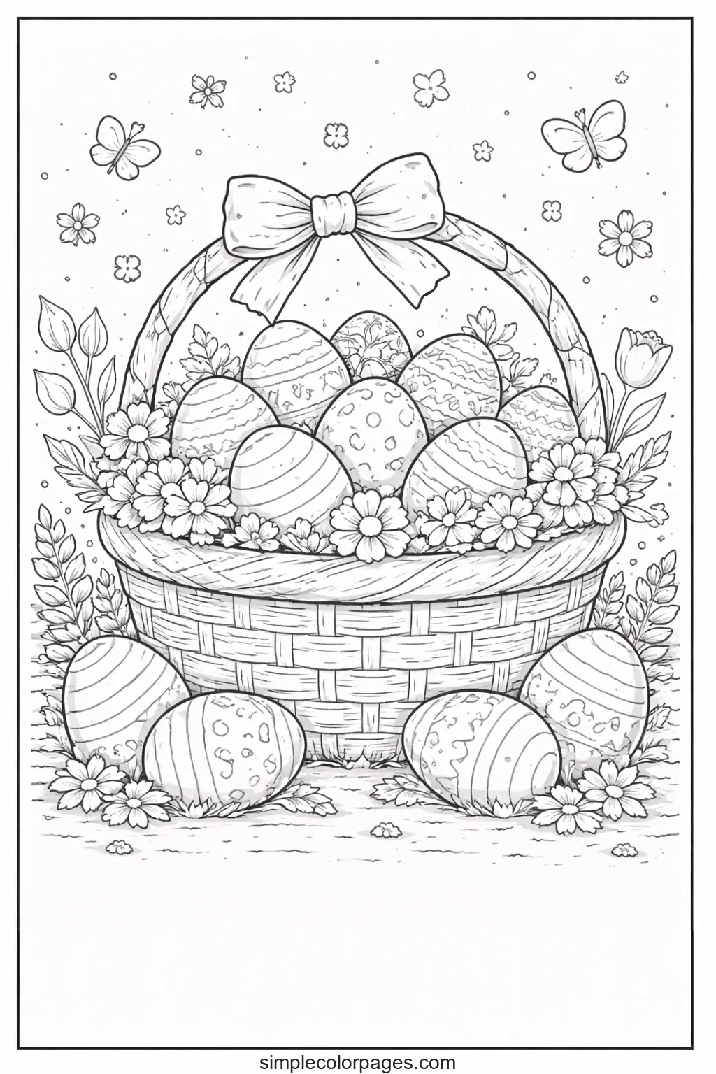 Easter Basket with Eggs Coloring Page