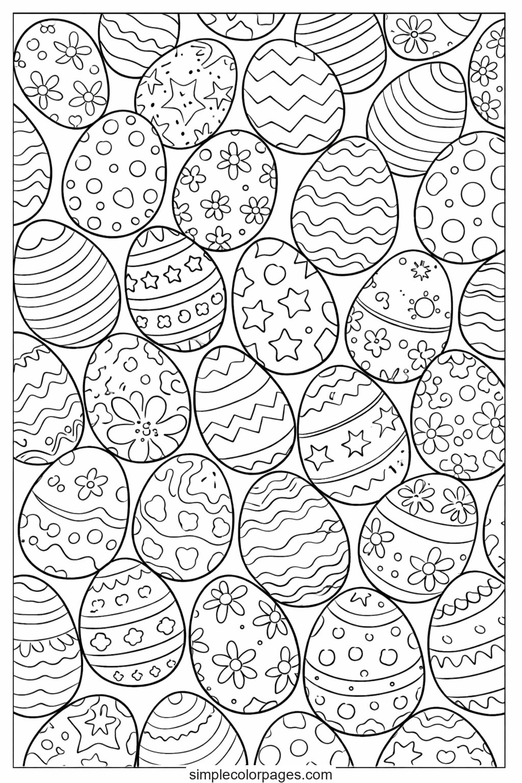 Patterned Easter eggs outline drawing