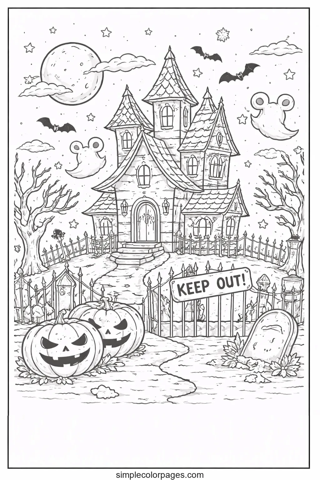Halloween Haunted House Coloring Page