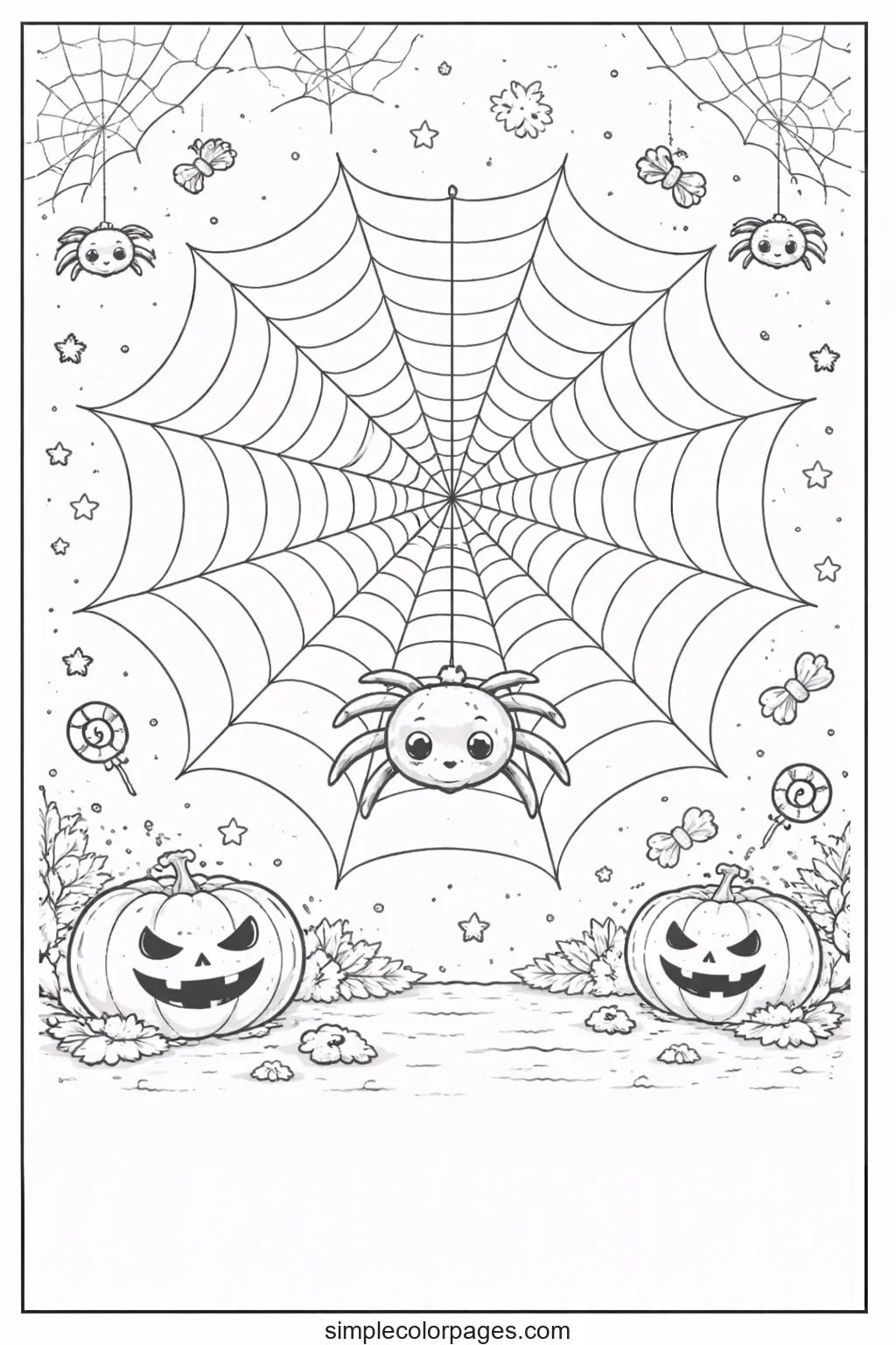 Halloween Spider Web Coloring Page