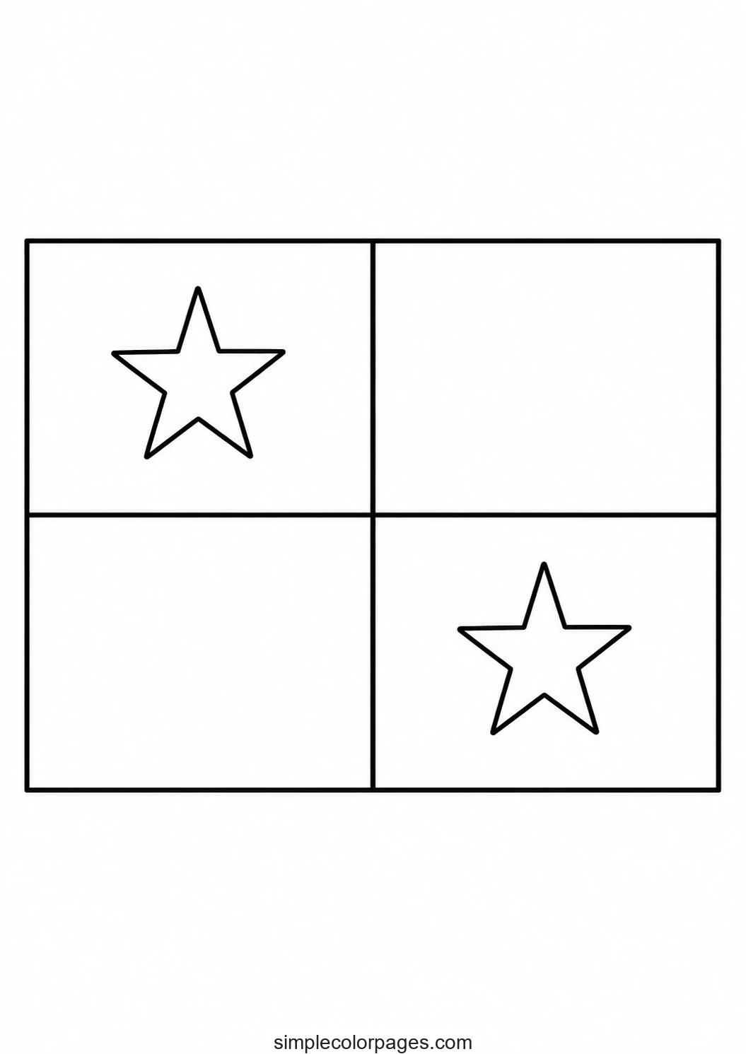 Four rectangular quarters, a five-pointed star in the upper-left and another in the lower-right quarter