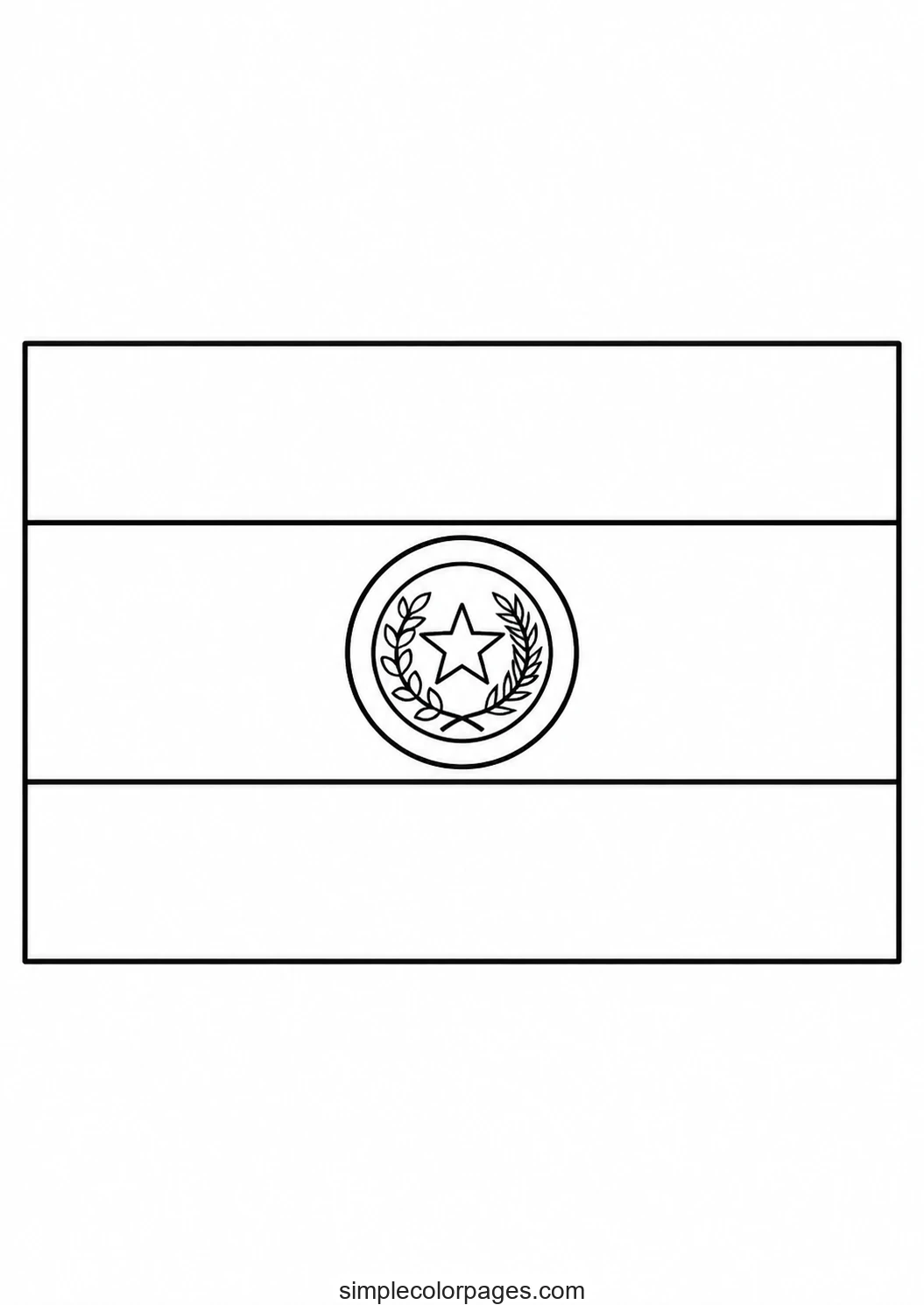 Three horizontal bands with a round emblem centred