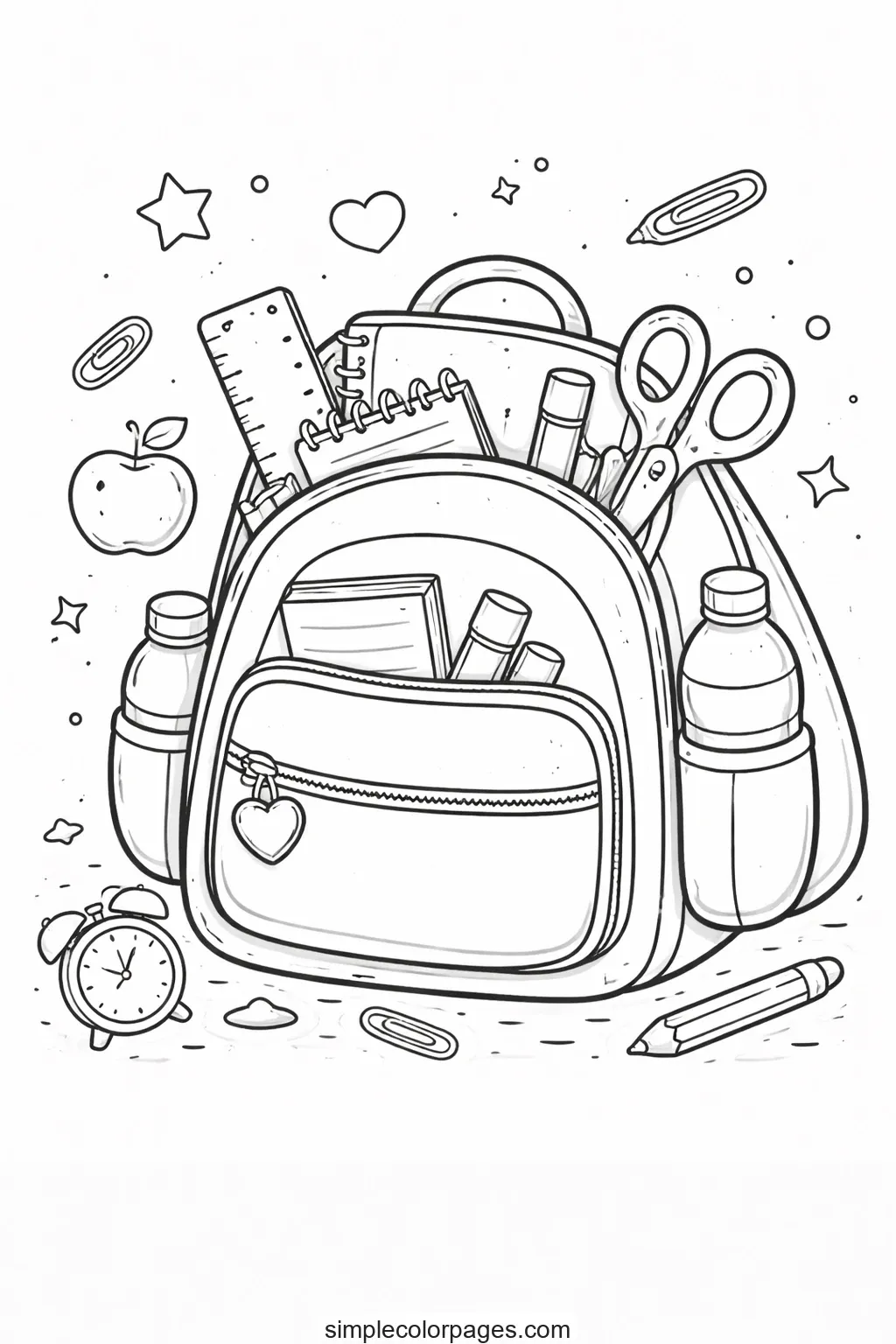 School Backpack Coloring Page