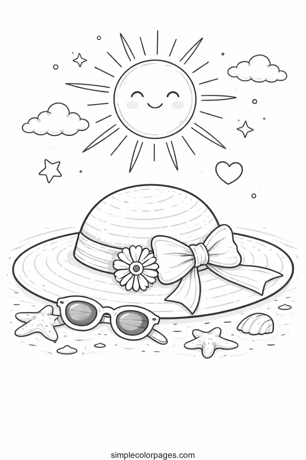 Summer Sun Hat Coloring Page