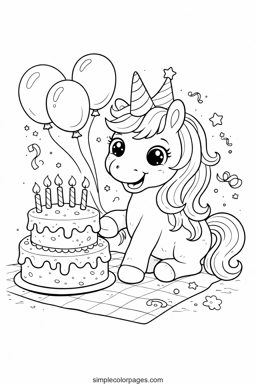 Unicorn Birthday Coloring Page | Unicorn Coloring Pages