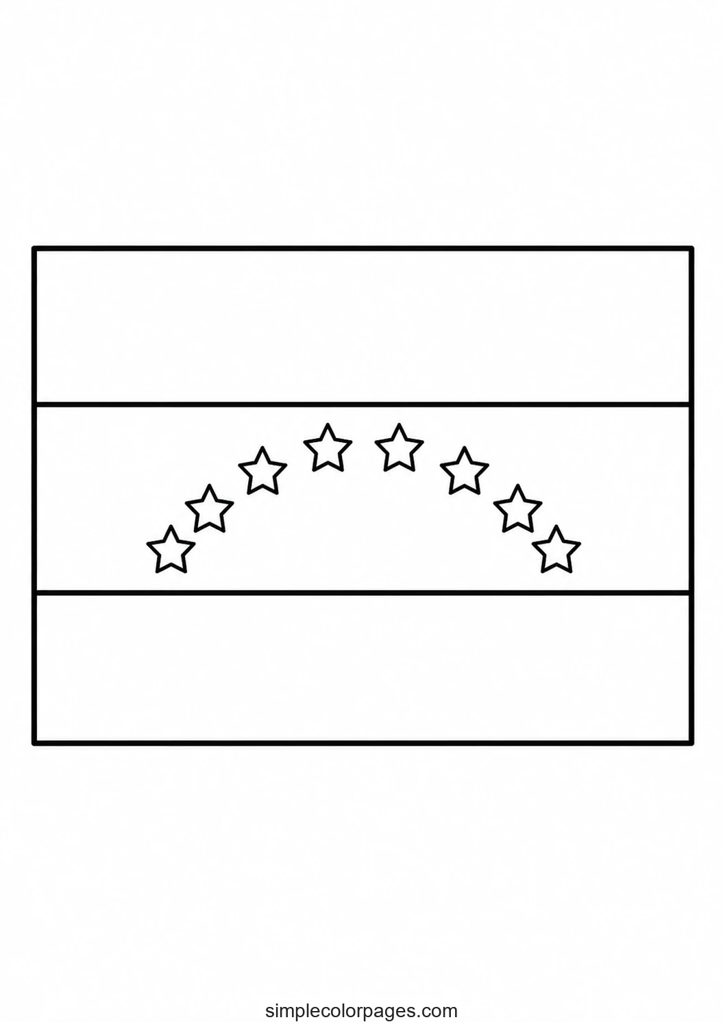 Three horizontal bands of equal height with an arc of stars across the middle band