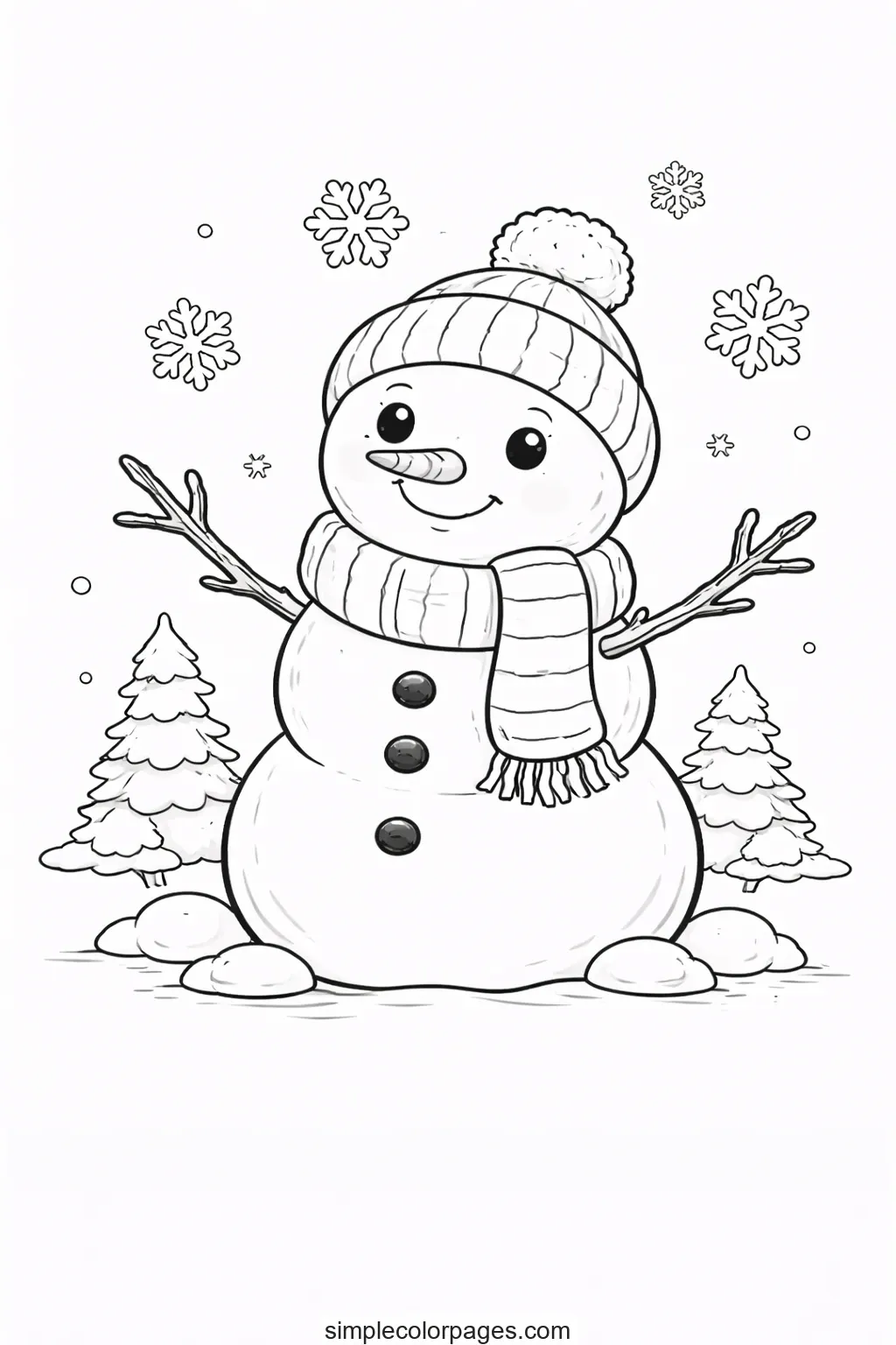 Winter Snowman Coloring Page